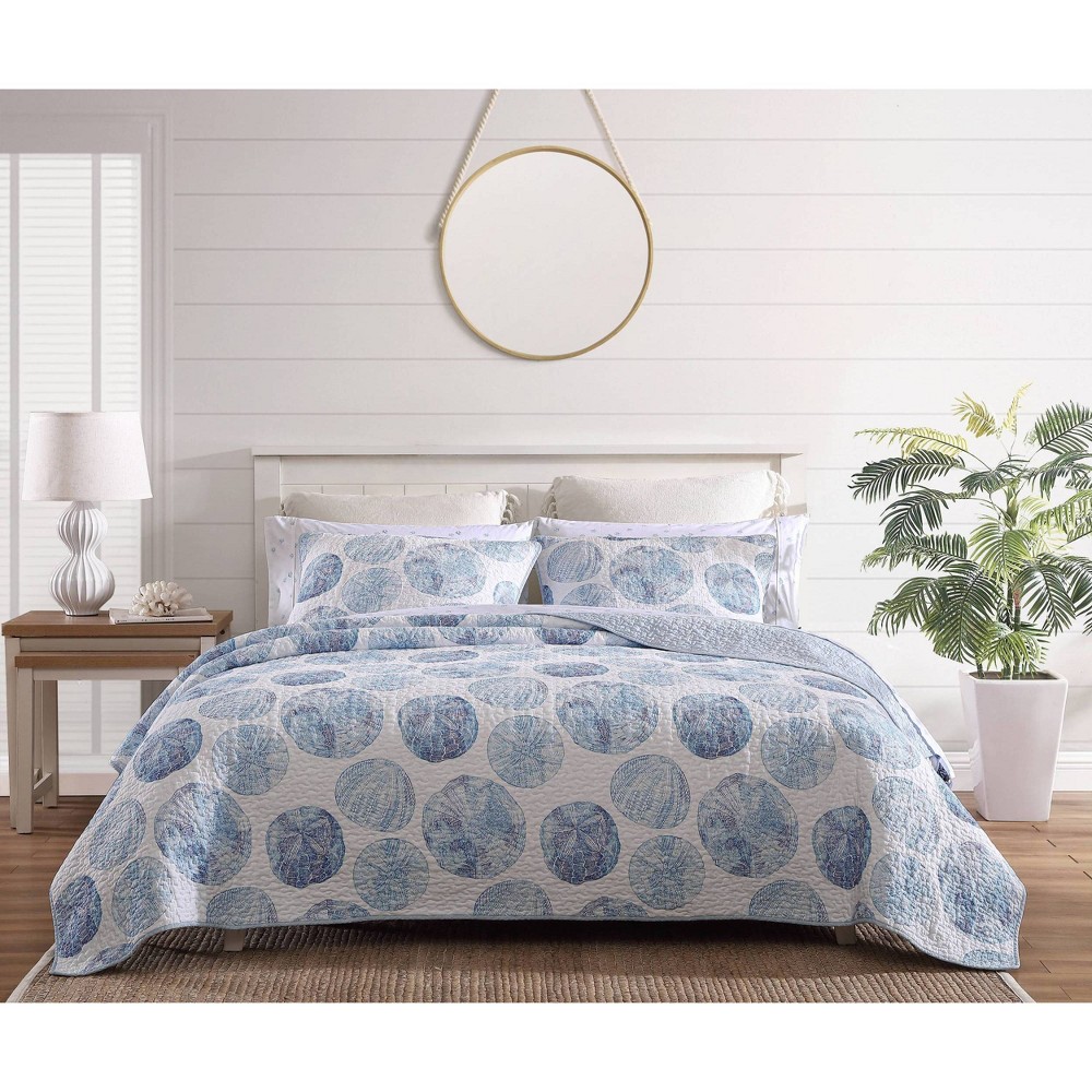 Photos - Bed Linen Tommy Bahama King Ocean Isle 3pc Quilt & Sham Set Blue: Machine Washable, OEKO-TEX Certified, Abstract Pattern 