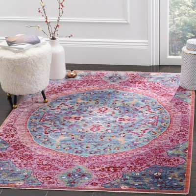 Turquoise and Fuchsia Floral Medallion 8' x 10' Area Rug