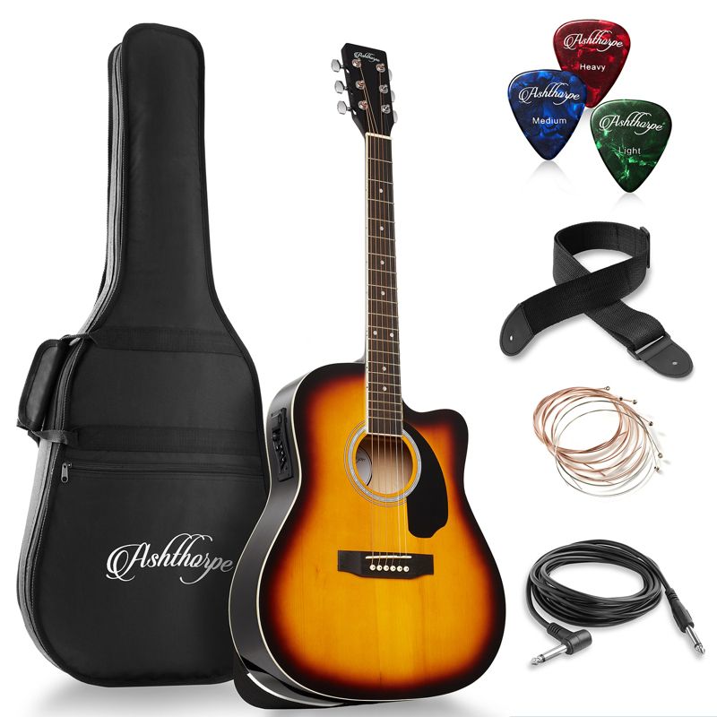 Ashthorpe Full-Size Cutaway Dreadnought Acoustic Electric Guitar Package with Premium Tonewoods, 1 of 8