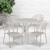 Emma and Oliver Commercial 35.25" Round Metal Garden Patio Table Set w/ 4 Round Back Chairs - 2 of 4