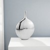 HomeRoots 12" Silver Aluminum Long Neck Round Disc Table Vase - 2 of 3