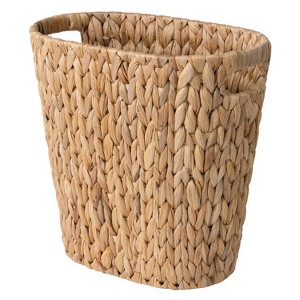 Aoibox Handwoven Water Hyacinth Waste Basket with Built-in Handles, Wicker Trash Can for Bedroom, Bathroom, Living Room, Home Office - 1 of 4