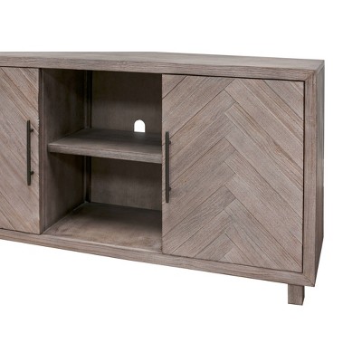 Gray 60" Transitional Wood TV Console with Cabinet