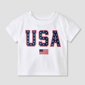 Baby Girls' USA Graphic T-Shirt - Cat & Jack™ White - 1 of 3