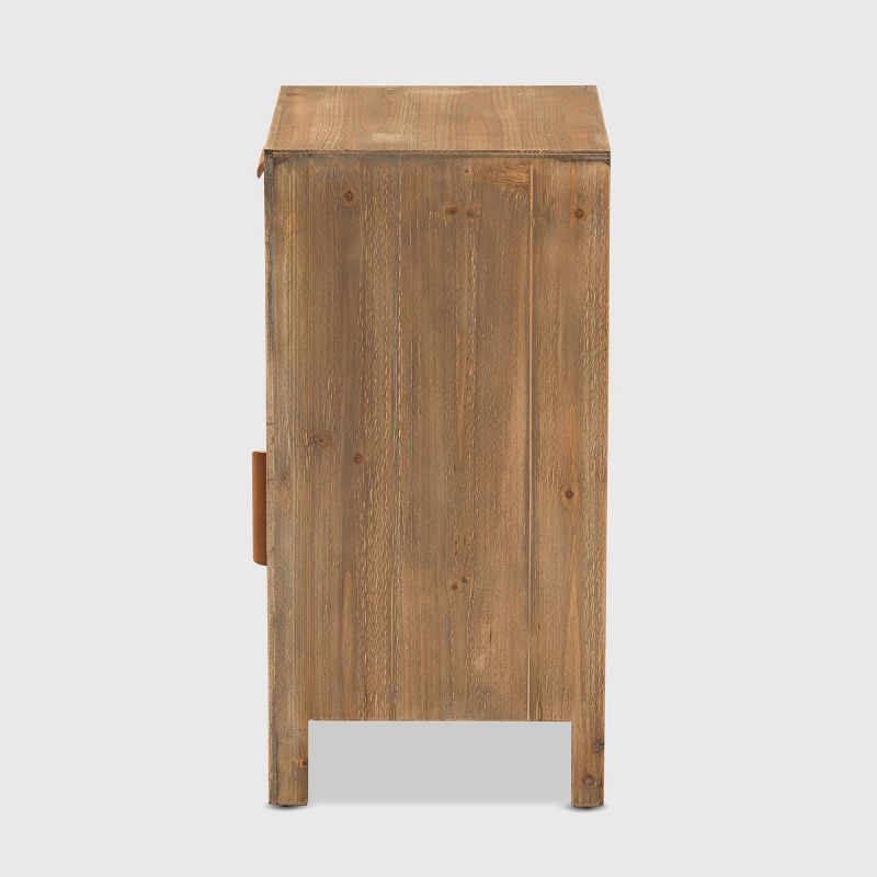 Clement 1 Door and 1 Drawer Wood Spindle Nightstand Brown - Baxton Studio, 5 of 10