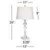 Vienna Full Spectrum Julian Traditional Table Lamp 25" High Clear Twisted Crystal Glass Column White Drum Shade for Bedroom Living Room Bedside Office - 4 of 4