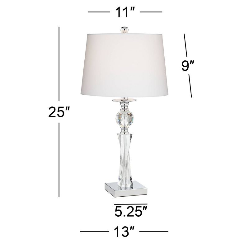 Vienna Full Spectrum Julian Traditional Table Lamp 25" High Clear Twisted Crystal Glass Column White Drum Shade for Bedroom Living Room Bedside Office, 4 of 10