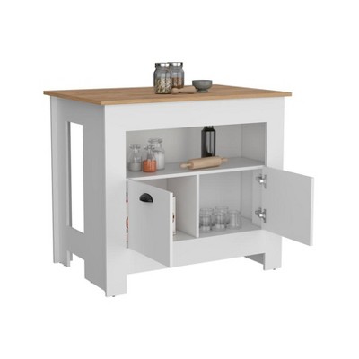 NicBex Kitchen Island Cart with 1 Open Shelves and 2 Door Cabinets,Kitchen Island with Storage,Modern Kitchen Cart,Island Table for Kitchen