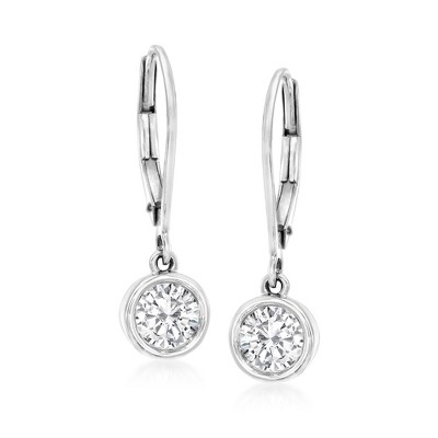 Ross-Simons 1.00 ct. t.w. Bezel-Set Diamond Drop Earrings in 14kt White Gold