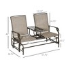 Outdoor Glider Bench with Center Table, Metal Frame Patio Loveseat with Breathable Mesh Fabric and Armrests for Backyard Garden Porch - 3 of 4