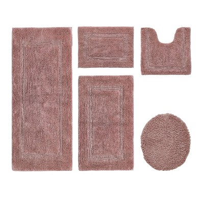 Lux Premium 100% Cotton Tufted Solid Reversible 5 PC Bath Rug Set – Ultra-Soft, Water-Absorbent, Durable, Machine Washable Bathroom Rug