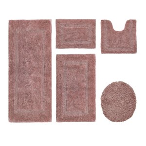 Lux Premium 100% Cotton Tufted Solid Reversible 5 PC Bath Rug Set – Ultra-Soft, Water-Absorbent, Durable, Machine Washable Bathroom Rug - 1 of 4