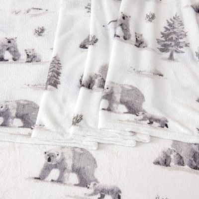 Queen North Pole Polar Bears Velvet Plush Sheet Set