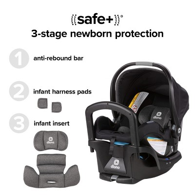 Diono Quantum 4 3-in-1 Travel System with LiteClik30 R SafePlus Infant Car Seat and Base, Black Jet