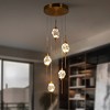 LNC Lucivagus 5-Lights 14.5" Luxury and Glam Cluster Integrated LED Crystal Chandelier, Polished Gold - 2 of 4