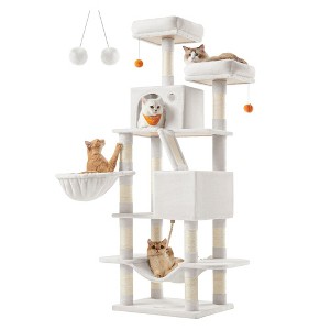 Feandrea 66.1/81.1"H Cat Tree Cat Tower for Indoor Cats, Plush Multi-Level Cat Condo with Scratching Posts, Perches, Caves, Hammock - 1 of 4