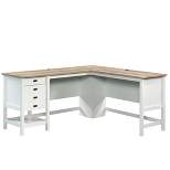 Cottage Road L-Shaped Desk with Oak Finished Top Soft White - Sauder
