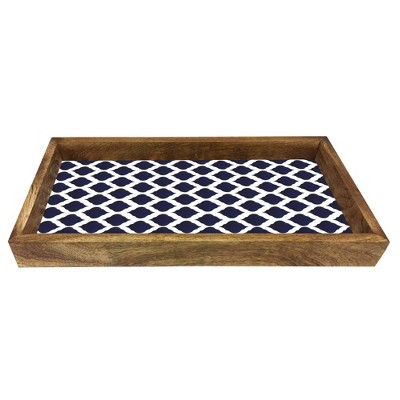 6.5"x13" Resin Wooden Tray Blue Denim - Nu Steel