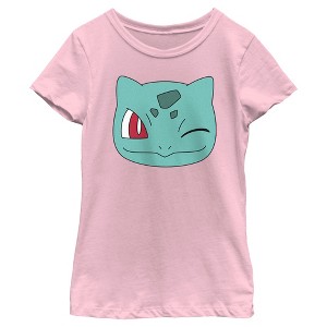 Girl's Pokemon Bulbasaur Wink Face T-Shirt - 1 of 4