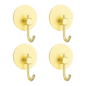 Unique Bargains Aluminum Self-Adhesive Bathroom Kitchen Towel Hooks 4 Pcs - 1 of 3