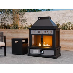 EAGLE PEAK Outdoor Patio Propane Gas Fireplace w/ Side Table Tank & PVC Cover 50,000 BTU - 1 of 4