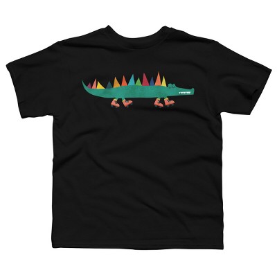 Boy's Design By Humans Whimsical Crocodile On Skates By radiomode T-Shirt