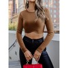 Nlife Women Casual Round Neckline Solid Color Long Sleeve Tassel Trim Crop Top - 3 of 4
