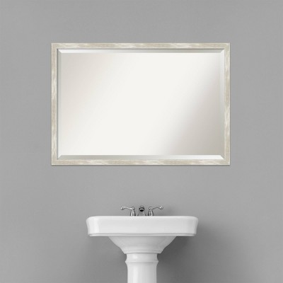 Crackled Metallic 44'' Silver Rectangular Vanity Wall Mirror