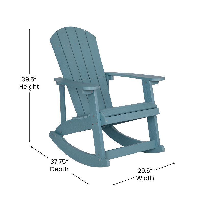 Flash Furniture Savannah All-Weather Poly Resin Wood Adirondack Rocking Chair with Rust Resistant Stainless Steel Hardware, 5 of 12