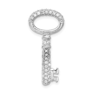 Black Bow Jewelry Sterling Silver Key To My Heart Pendant with Cubic Zirconia - 1 of 4