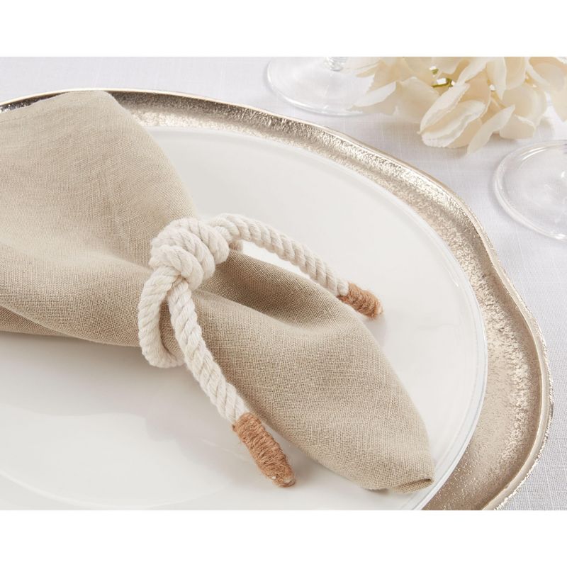 Saro Lifestyle Napkin Holder Rings With Knotted Rope Design (Set of 4), 4 of 5