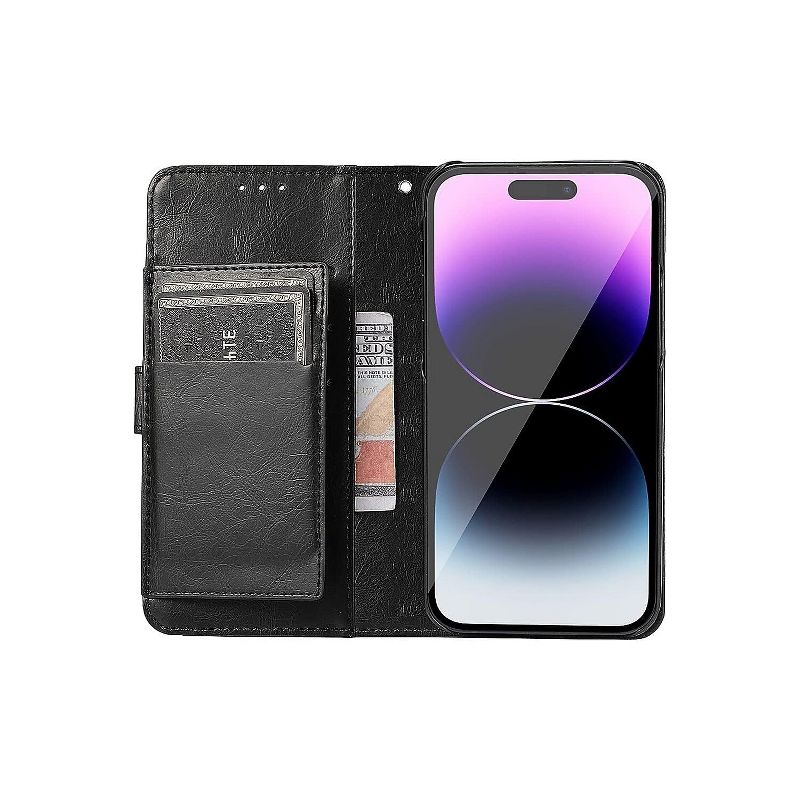 SaharaCase iPhone 14 Pro Max Bundle Leather Folio Wallet Case with Tempered Glass Screen and Camera, 4 of 7