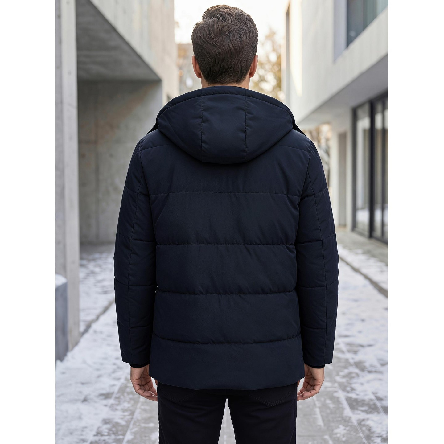 Мужская куртка INSPIRE CHIC Winter Long Sleeve Zip Outerwear Hooded Winter Jacket Coat Medium Navy Blue, цвет: Тёмно-синий — фото 3