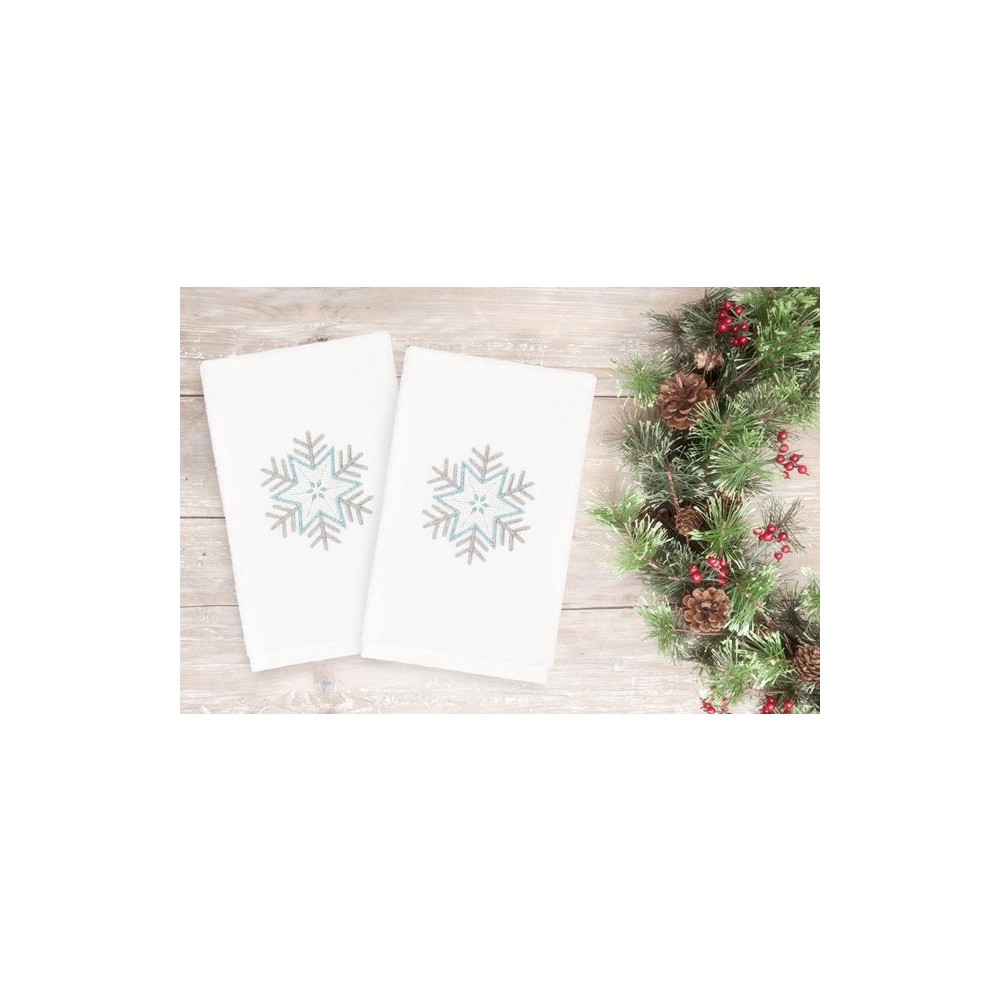 Photos - Towel 2pk Crystal Snowflake Hand  Set White - Linum Home Textiles