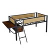 ALEXOUN Black Metal Bed Frame Gaming Loft Bed with Desk and Woven Rattan Guard Rails,Hanging Storage Compartment,for Apartments - 4 of 4