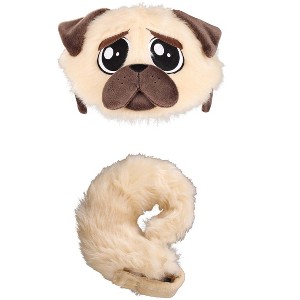 HalloweenCostumes.com One Size Fits Most   Pug Plush Headband & Tail Costume Kit, Brown/Brown - 1 of 4