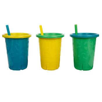 The First Years GreenGrown Reusable Spill-Proof Sippy Toddler Cups - Blue -  3pk/10oz