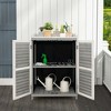 Costway Outdoor Potting Bench Table, Garden Storage Cabinet with Metal Tabletop - 2 of 4