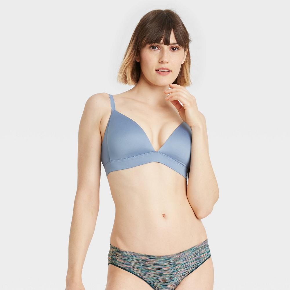 Women's Lightly Lined Wirefree Lounge Bra - Auden Blue Size 34A 