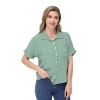 Anna-Kaci Women's Button Down Collared Shirt with Rolled Short Sleeves and Chest Pocket - 3 of 4