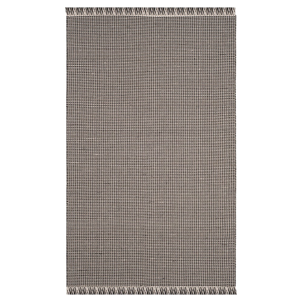 Ivory/Black Stripe Flatweave Woven Area Rug 5'x8' - Safavieh