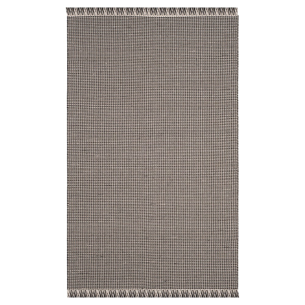 Ivory/Black Stripe Flatweave Woven Area Rug 5'x8' - Safavieh