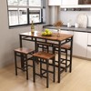 DSVIMOY Counter and Bar Stool Set Industrial Style Dining Table with High Stools for Modern Spaces, Brown, 47.64"*27.95"*5.91" - 2 of 4