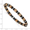 Chisel Stainless Steel Polished 6.60mm Black Onyx and Picture Jasper Beaded 8" Stretch Bracelet - 4 of 4