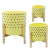 Ceramic Planter with Stand - Modern Stoneware Pot, Durable & Stylish, Indoor & Outdoor Decorative Plant Holder, Lightweight, Wooden Legs - 3 of 4