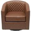 KINWELL 29" Wide Tufted PU Leather Swivel Barrel Chair - 3 of 4