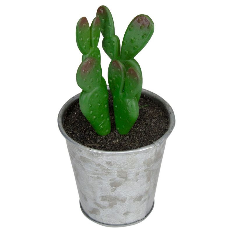 Northlight 3.5" Tropical Cactus in Tin Pot Artificial Potted Plant - Red/Green, 3 of 4
