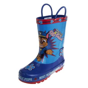 Josmo Boys and Girls Minnie Mouse, Frozen, Batman, Paw Patrol Waterproof Easy Pull Handle Rainboots (Toddler/Little Kid)