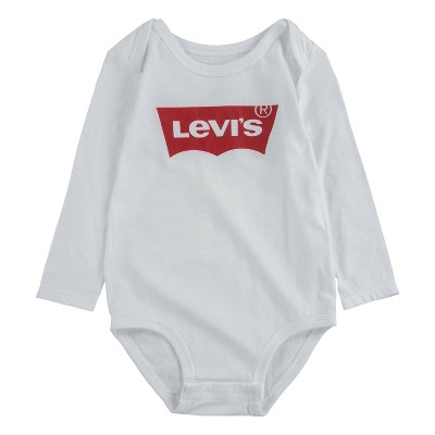 Levi's® Baby Long Sleeve Batwing Bodysuit - White/Red 3M