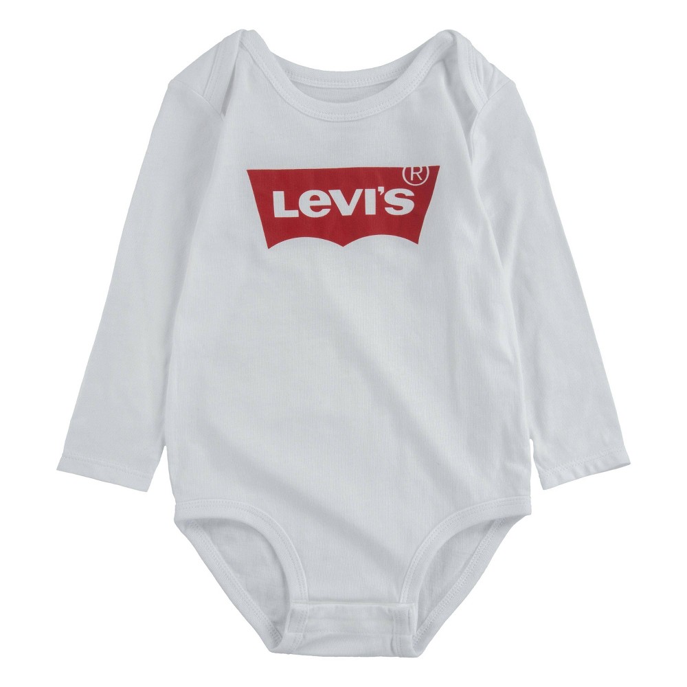 Levi's® Baby Girls' Long Sleeve Batwing Bodysuit - White/Red 9M -  86382239